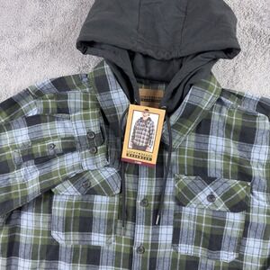 Lucky Brand Workwear Hooded Flannel Shirt Plaid NWT Mens XL Slate